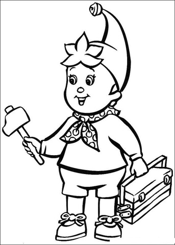 Noddy Brings A Hammer And The Tools  Coloring Page